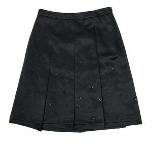 ANN TAYLOR Black Beaded Pleated Skirt Size 2